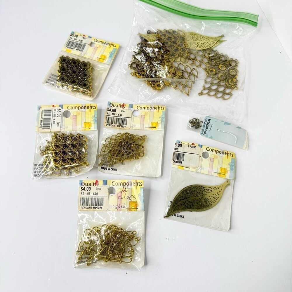 Bulk Jewelry Making Supplies Lot Filigree Connectors Leaf Pendants BellyDance